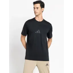 Adidas Black Cotton Regular Fit Logo Printed Sports T-Shirt-picture-43