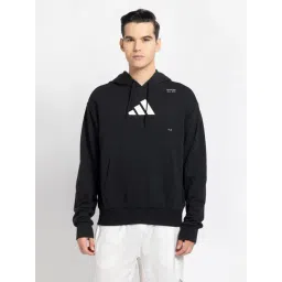 Adidas Black Cotton Regular Fit Printed Hooded Sweatshirt-picture-17
