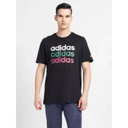 Adidas Black Cotton Regular Fit Printed Sports T-Shirt-picture-21