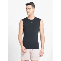 Adidas Black Fitted Fit Printed Gym Vest-picture-36