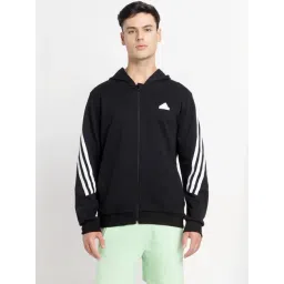 Adidas Black Regular Fit Striped Sports Hoodie-picture-47