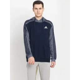 Adidas Blue Cotton Regular Fit Colour Block Hooded Jacket-picture-19