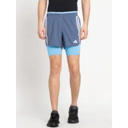 Adidas Blue Regular Fit Striped Sports Shorts-picture-14