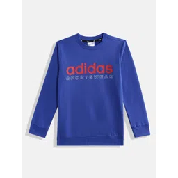 ADIDAS Boys GR FLC CRW Brand Logo Print Sweatshirt-picture-35