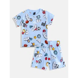 ADIDAS Boys Printed Pure Cotton T-shirt with Shorts-picture-53