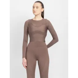 adidas Brown Self Pattern Sports T-Shirt-picture-13