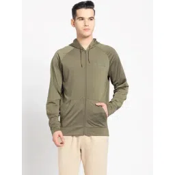 Adidas Green Regular Fit Logo Printed Hooded Jacket-picture-20