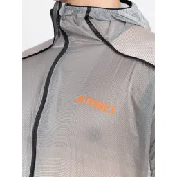 Adidas Grey Regular Fit Self Pattern Hooded Jacket image 4