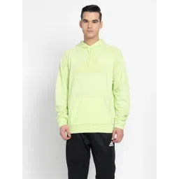 adidas Lime Green Regular Fit Logo Print Hooded Sweatshirt-picture-36