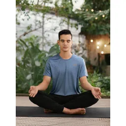 ADIDAS Men Blue Brand Logo Printed AEROREADY T-shirt-image-9