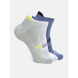 ADIDAS Men White & Blue Pack of 3 Patterned Low Cut Socks-image-31