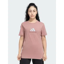 Adidas Pink Cotton Tight Fit Logo Printed Sports T-Shirt-picture-35