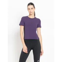 Adidas Purple Cotton Slim Fit Sports T-Shirt-picture-16