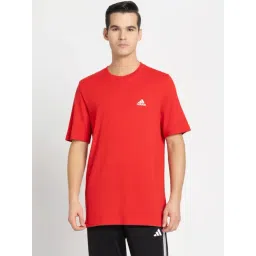 Adidas Red Cotton Regular Fit Logo Printed T-Shirt-picture-20