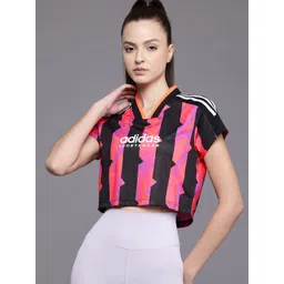 ADIDAS Striped V-Neck Slim Fit Tiro Q3 Aop Crop Training T-shirt-picture-13