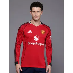 ADIDAS Typography Printed Aeroready Manchester United V-Neck Slim Fit Football Jersey-picture-34