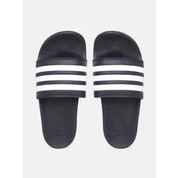 ADIDAS Unisex Navy Blue & White Striped Sliders-picture-35