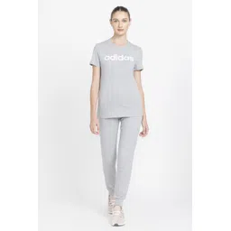 adidas W LIN T Women Printed Crew Neck Pure Cotton Grey T-Shirt-picture-14