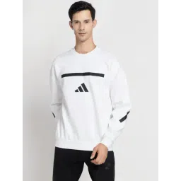 Adidas White Loose Fit Logo Printed Sweatshirt-picture-17