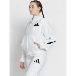 adidas White Plain Sports Hoodie image 3