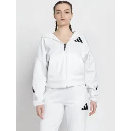 adidas White Plain Sports Hoodie image 1