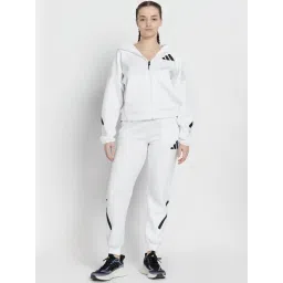 adidas White Plain Sports Hoodie image 4