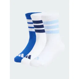 adidas White RIBBED Striped Mid Socks Pair of 3 - KXL image 3