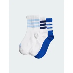 adidas White RIBBED Striped Mid Socks Pair of 3 - KXL image 1