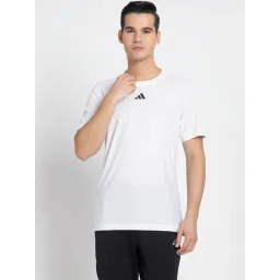 Adidas White Slim Fit Logo Printed Sports T-Shirt-picture-38