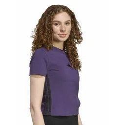 ADIDAS Women Brand Logo Striped Round Neck Cotton Slim Fit T-shirt-picture-32