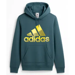 ADIDAS KIDS Cotton Knit Full Sleeves Hooded Sweatshirt with Brand Name Graphic - Teal Blue-picture-22