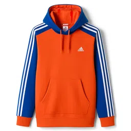ADIDAS KIDS Cotton Knit Full Sleeves Hooded Sweatshirt with Log Graphic & Tape Detailing - Orange-picture-35