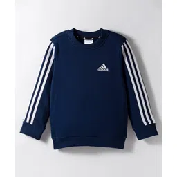 ADIDAS KIDS Cotton Knit Full Sleeves Sweatshirt With Tape Detailing - Navy Blue-picture-36