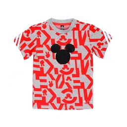 Adidas Kids Cotton Knit Half Sleeves T-Shirt Mickey Mouse Shadow Print - Grey-picture-16