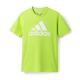 Adidas Kids Half Sleeves T-Shirt Logo Print - Green-picture-14