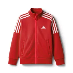 ADIDAS KIDS Knit Full Sleeves SweatJacket with Logo Graphic & Tape Detailing - Red-picture-24