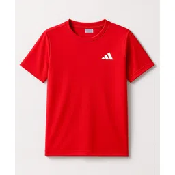 Adidas Kids Knit Half Sleeves Solid T-Shirt Logo Print - Dark Red-picture-25