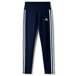 ADIDAS KIDS Knitted Full Length Striped Sports Leggings Logo Print - Navy Blue-picture-23