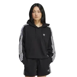 Adidas Originals Black Loose Fit Striped Sports Hoodie-picture-39