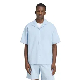 Adidas Originals Blue Cotton Loose Fit Shirt-picture-42