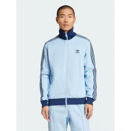 Adidas Originals Blue Cotton Slim Fit Striped Sports Jacket-picture-40