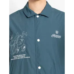 Adidas Originals Turquoise Loose Fit Printed Jacket image 4