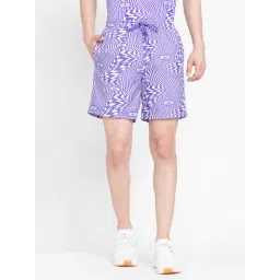 Adidas Originals White & Purple Regular Fit Allover Print Shorts-picture-35