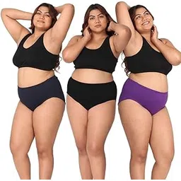 Adira | 3XL-10XL Cotton Panties for Women Plus Size | High Waist Panty with Full Coverage | Inside Elastic - No Elastic Exposure to Skin | Plus Size | Pack of 3-image-37