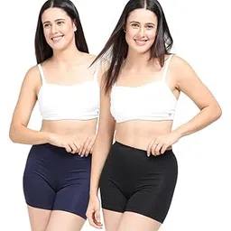 Adira | Under Dress Shorts for Women | Shorts for Women | Women Tights Shorts | Soft & Comfy, Knitted Stretchy Fabric | Perfect Length to Wear Under Dress | Pack of 2 | Navyblue & Black | XXL-picture-47