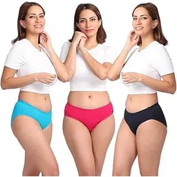 Adira Women Panty Pack of 3 | Medium Waist Panty with Full Coverage | Inside Elastic - No Elastic Exposure to Skin | Soft Wicking Cotton-picture-40