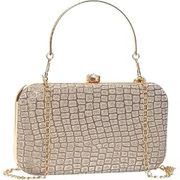 adisa textured formal party clutch with gold chain for women and girls (CL104-ANTI)-picture-14