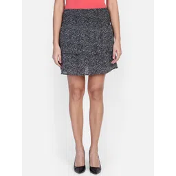 Aditi Wasan Black & White Floral Printed Ruffled Mini Skirt-picture-10