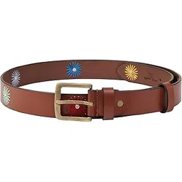 aditi wasan Brown Floral Embroidery Women's Leather Belt-picture-38