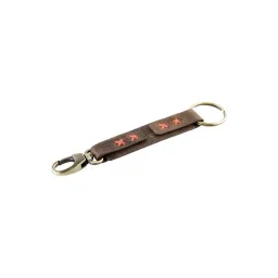 Aditi Wasan Brown Leather Keyring with Red Hand Stitched Detailing-picture-40